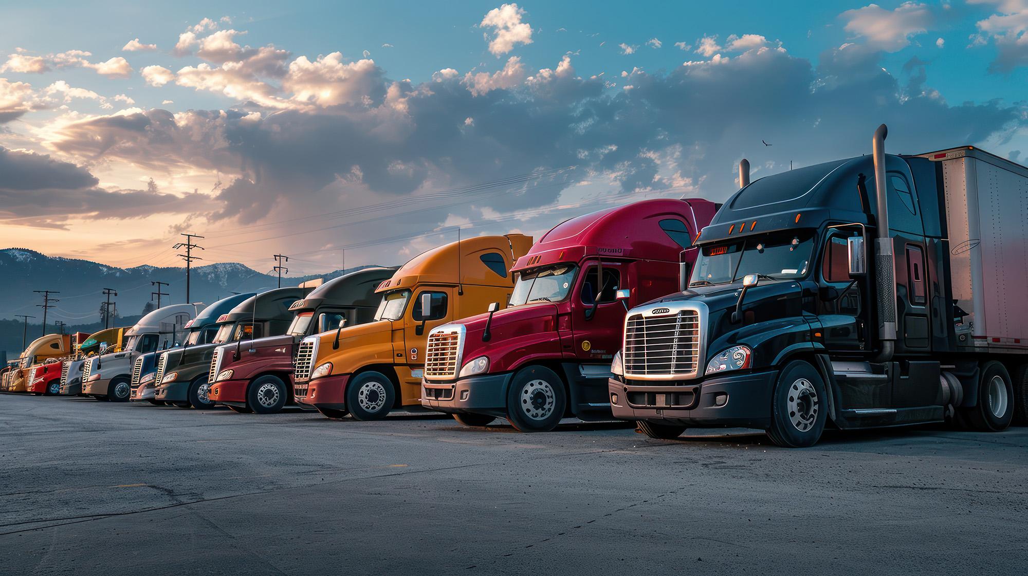 Trucks driving on a road